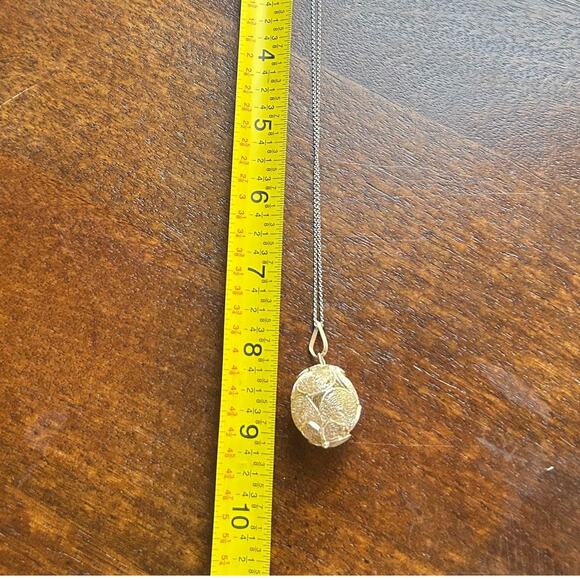 Vintage 1960s Sterling Silver Filigree Orb Necklace & Adjustable Ring Set - Picture 7 of 8